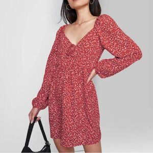Wild Fable Women’s Size Large Red Long Sleeve Mini Dress